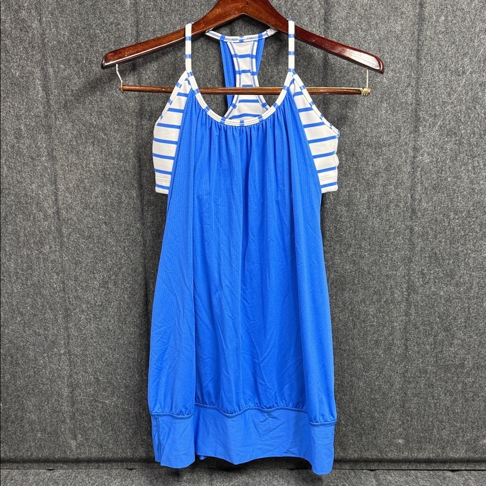 Lululemon Athletica Blue and White Striped Tank Top